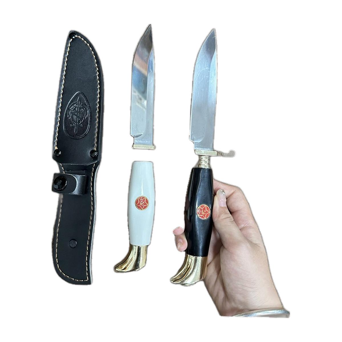 440c Stainless-Handle Fixed-Blade Knife