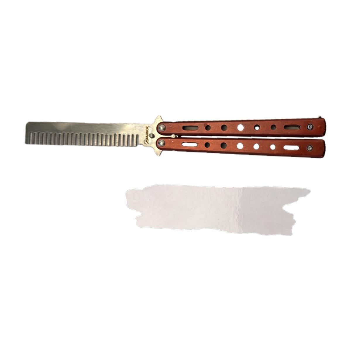 Albainox Red Wood-Handle Flip Knife