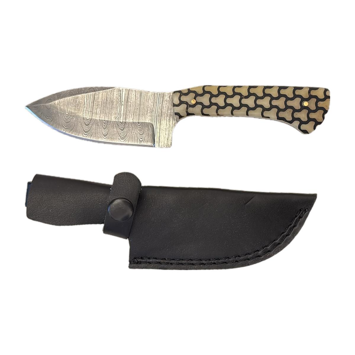Chain-Wrapped Handle Fixed-Blade Knife with Sheath