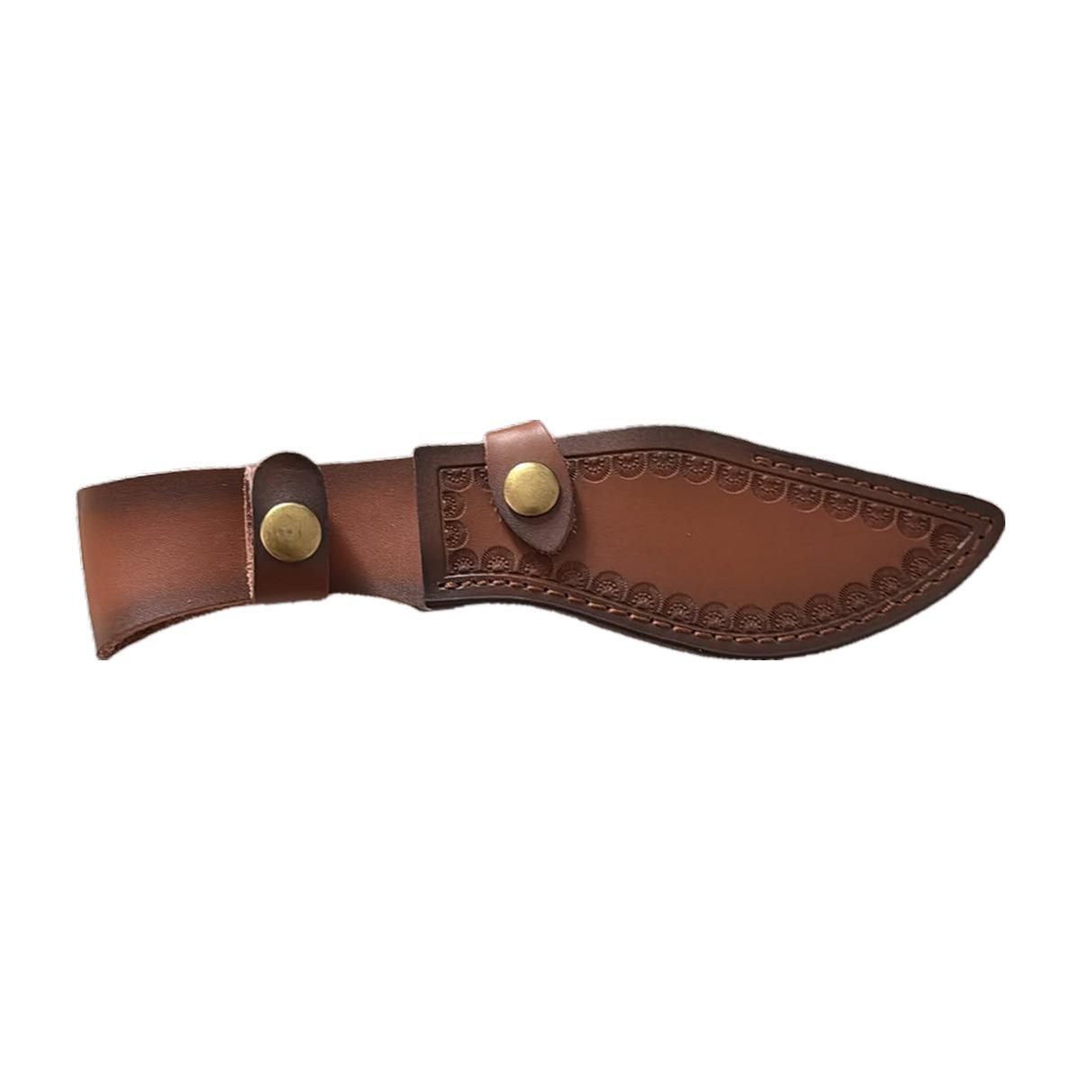 Damascus Bone-Handle Outdoor Knife with Brass Rivets
