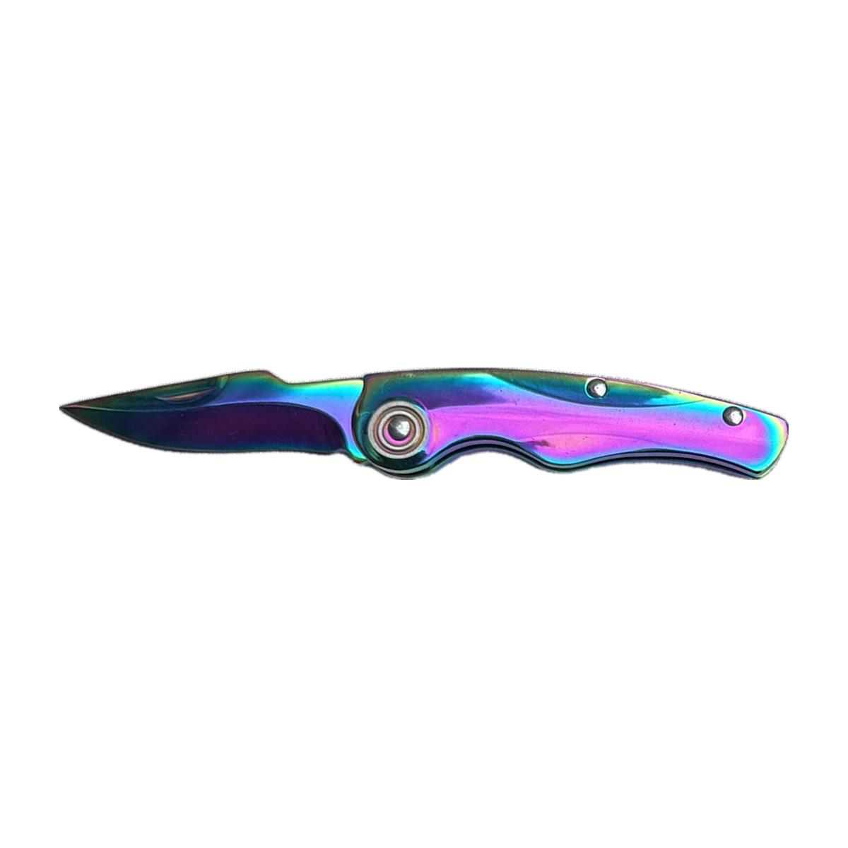 Rainbow Titanium-Finish Folding Knife